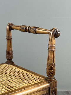 Carved Wood And Wickerwork Bench/stool, 20th Century