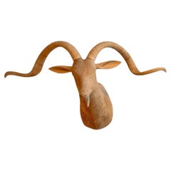 Carved Wood Antelope Head Wall Mount