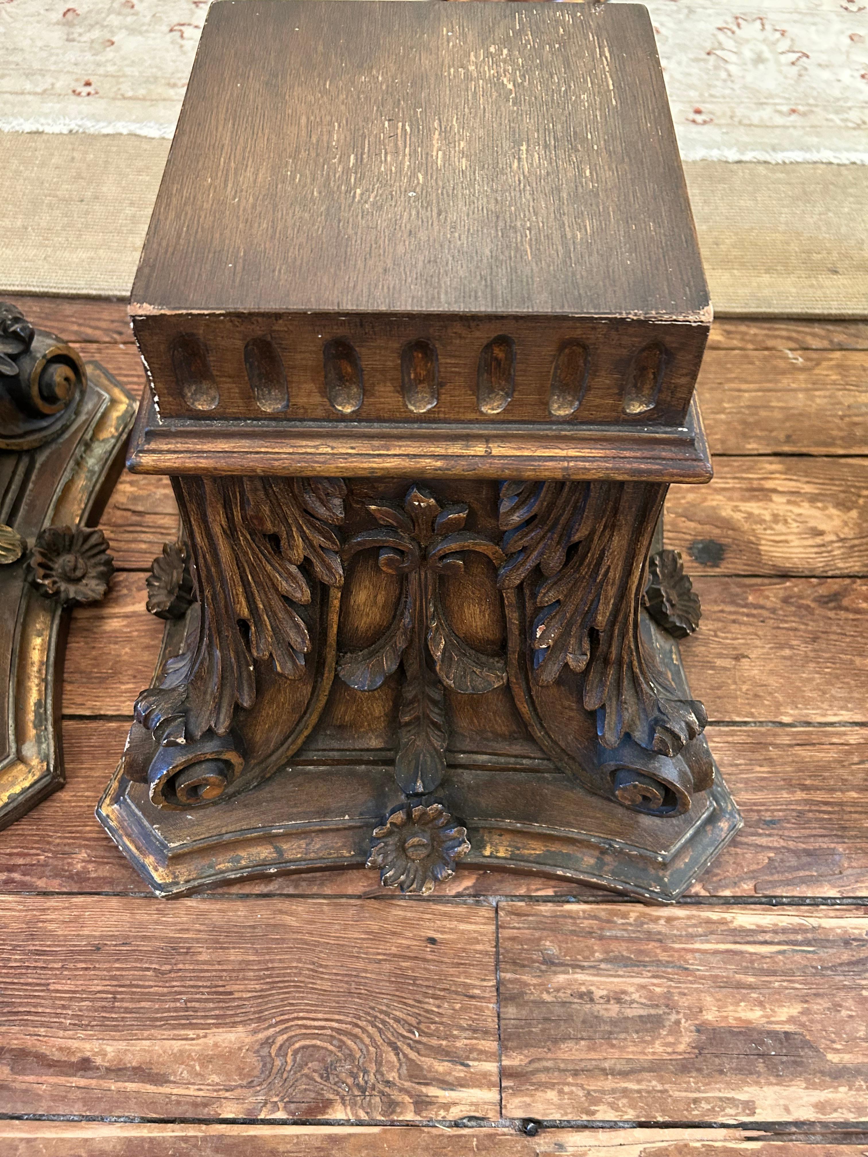 American Carved Wood Architectural Fragments Accent Cocktail Tables For Sale