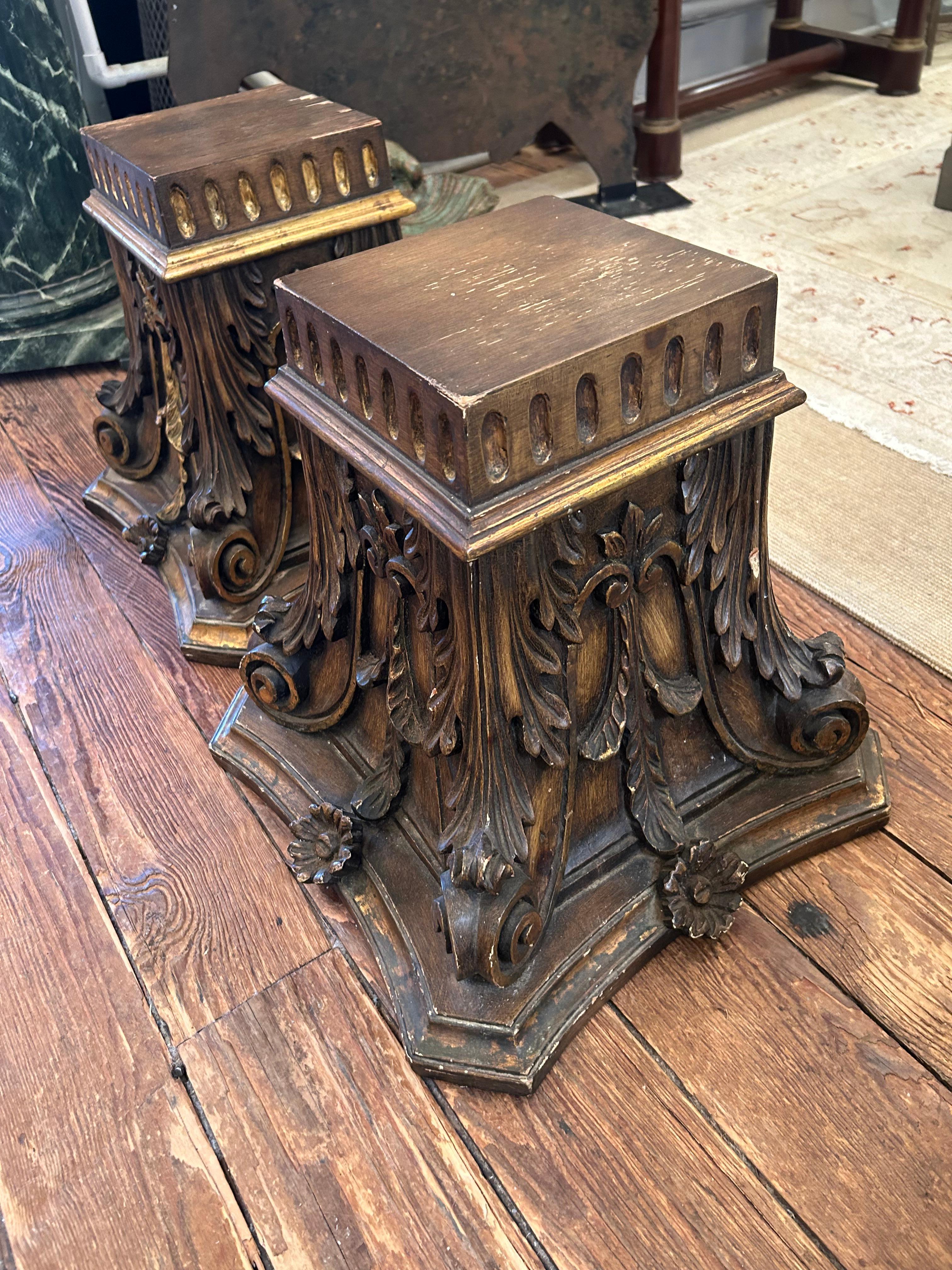 Mid-20th Century Carved Wood Architectural Fragments Accent Cocktail Tables For Sale