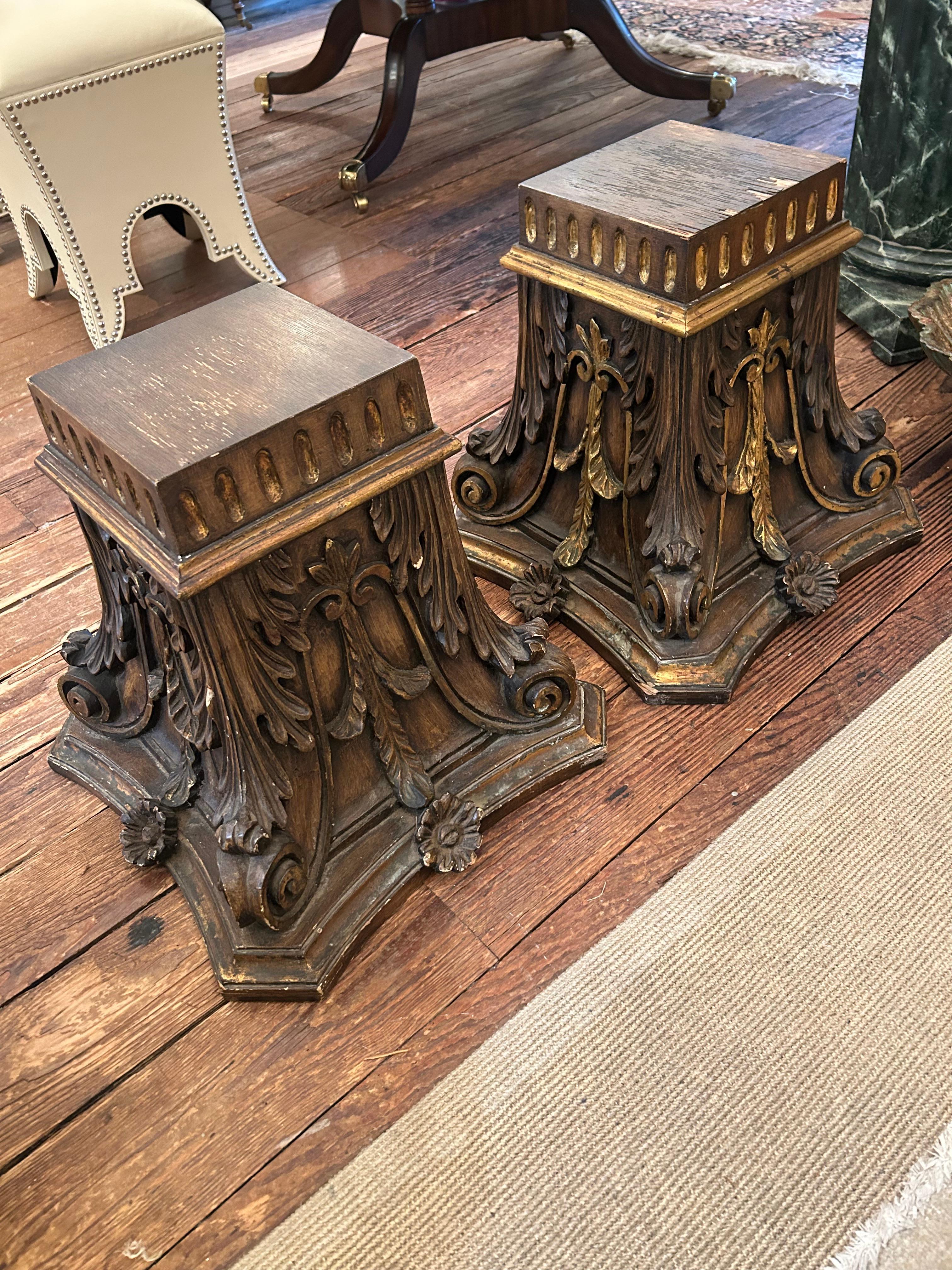 Carved Wood Architectural Fragments Accent Cocktail Tables For Sale 1