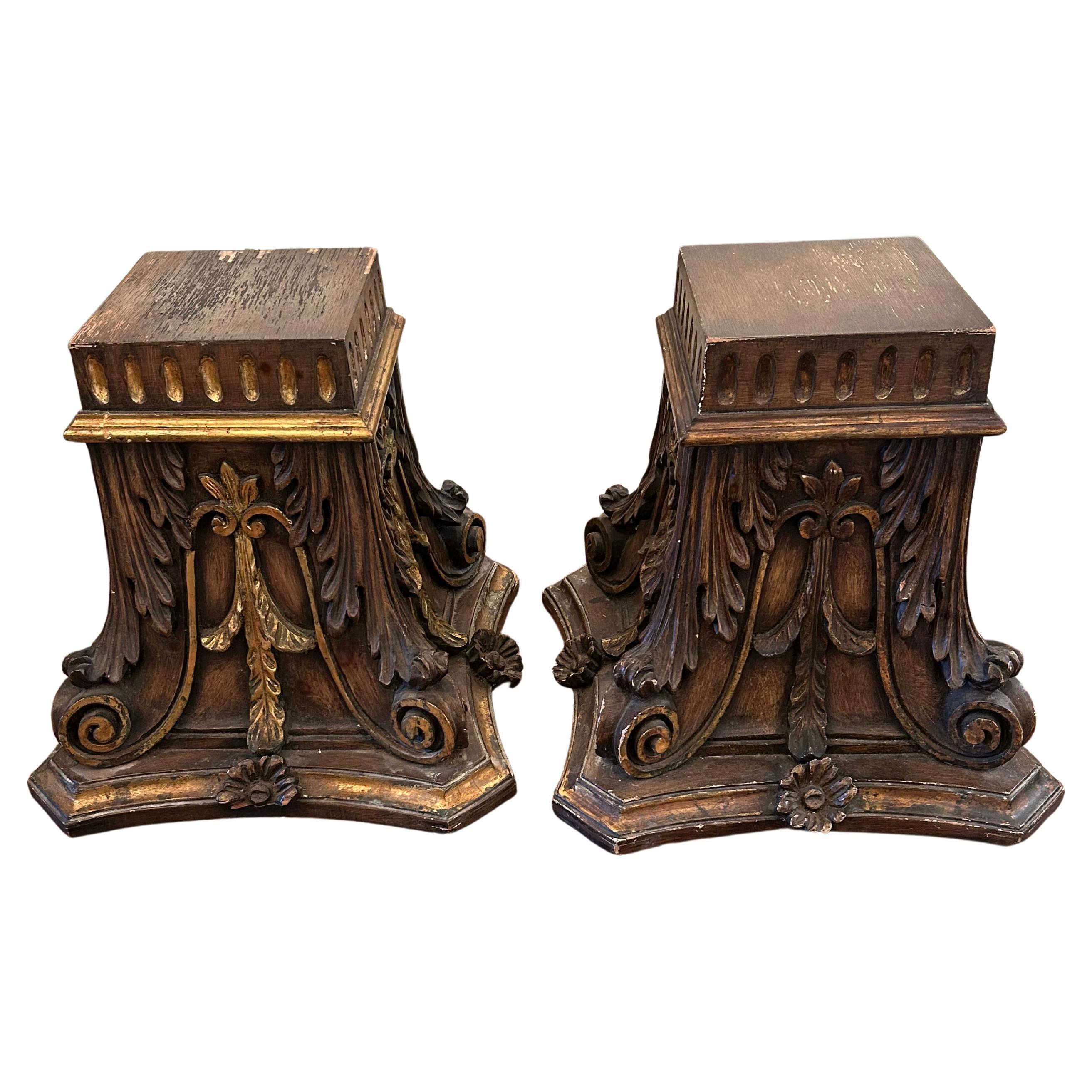 Carved Wood Architectural Fragments Accent Cocktail Tables For Sale