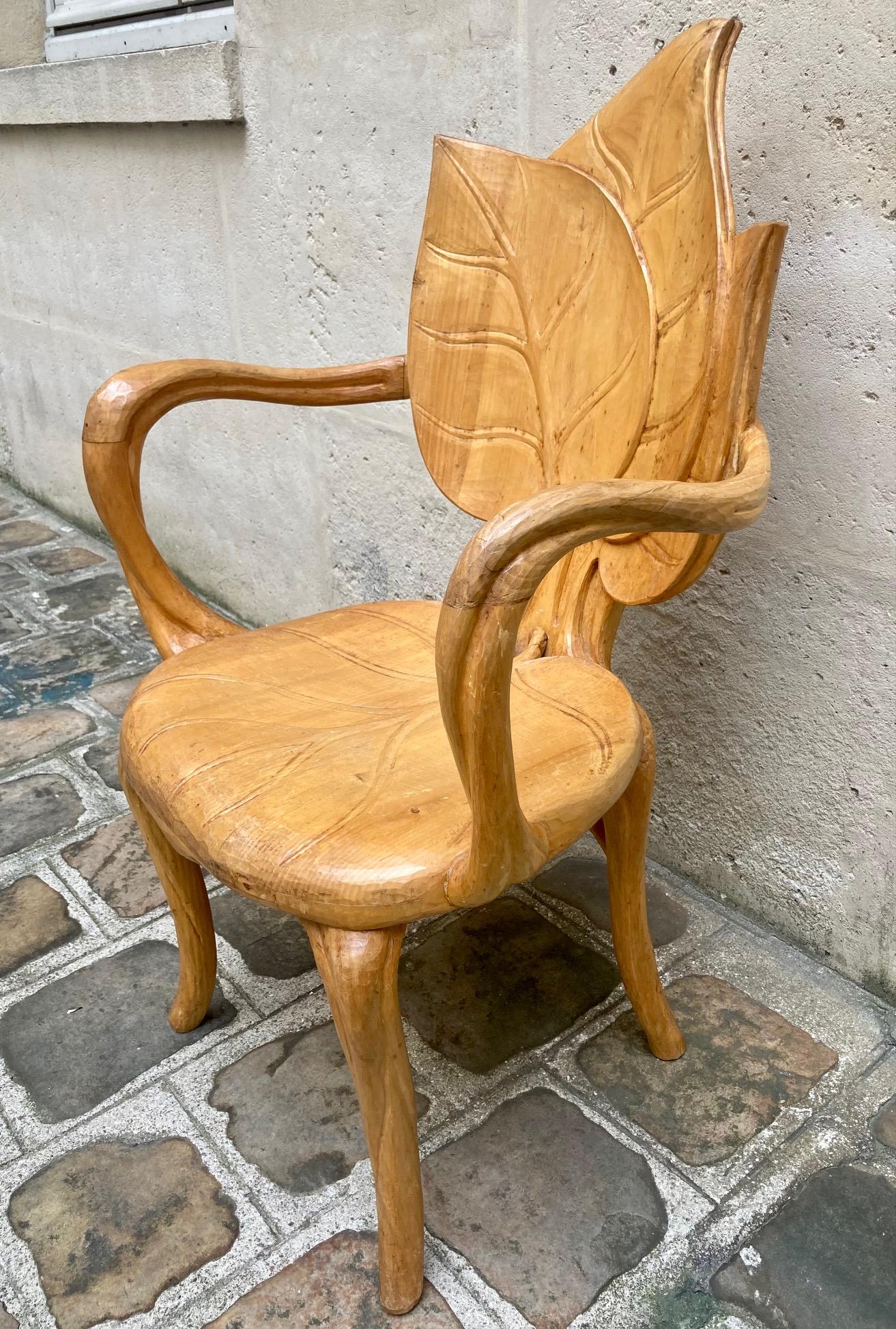 Italian Carved-Wood Armchair by Bartolozzi E Maioli, 1970's, Italy For Sale