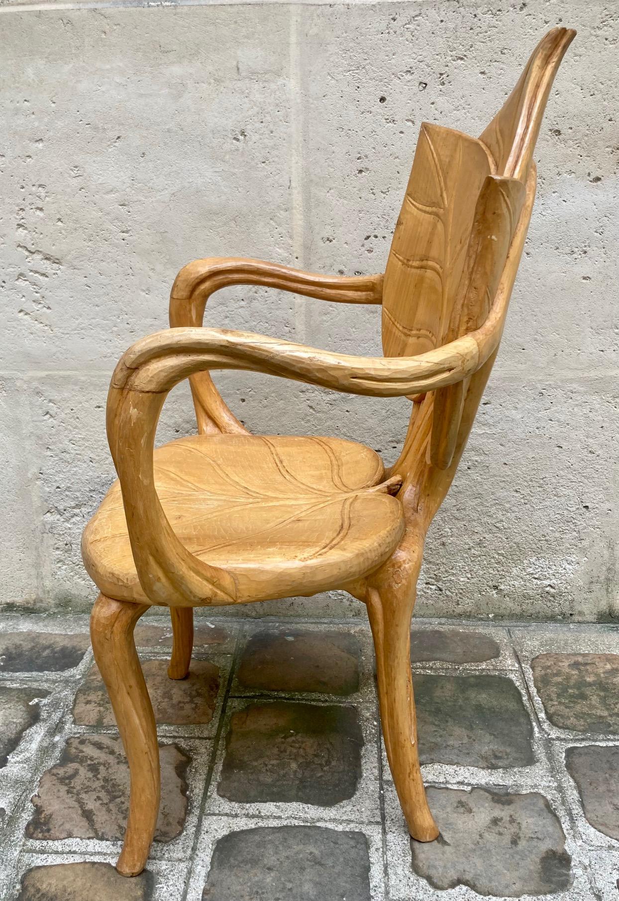 Carved-Wood Armchair by Bartolozzi E Maioli, 1970's, Italy For Sale 1