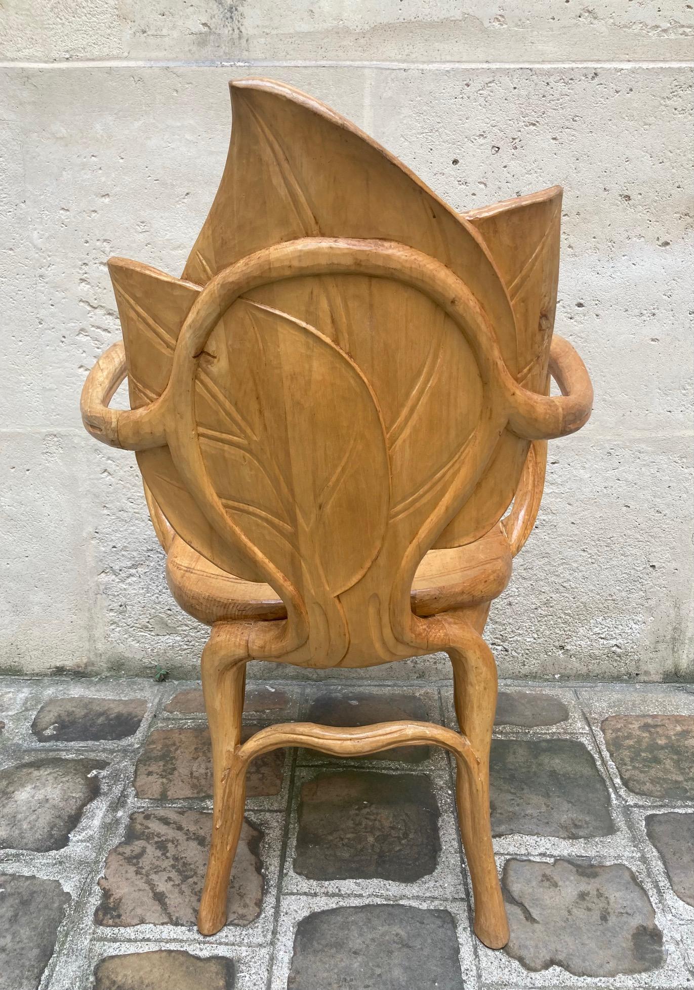 Bois Fauteuil en bois sculpté de Bartolozzi E Maioli, années 1970, Italie en vente