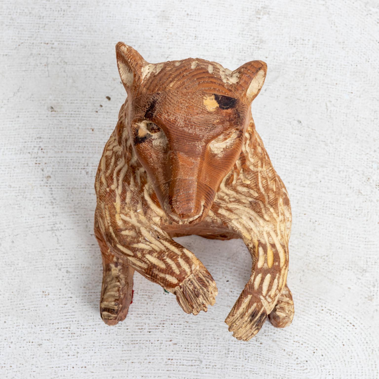 Mid-Century Modern Carved Wood Bear Sculpture by Sarried For Sale