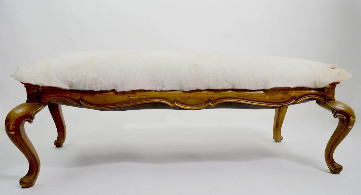 British Carved Wood Bench with Cabriole Legs For Sale