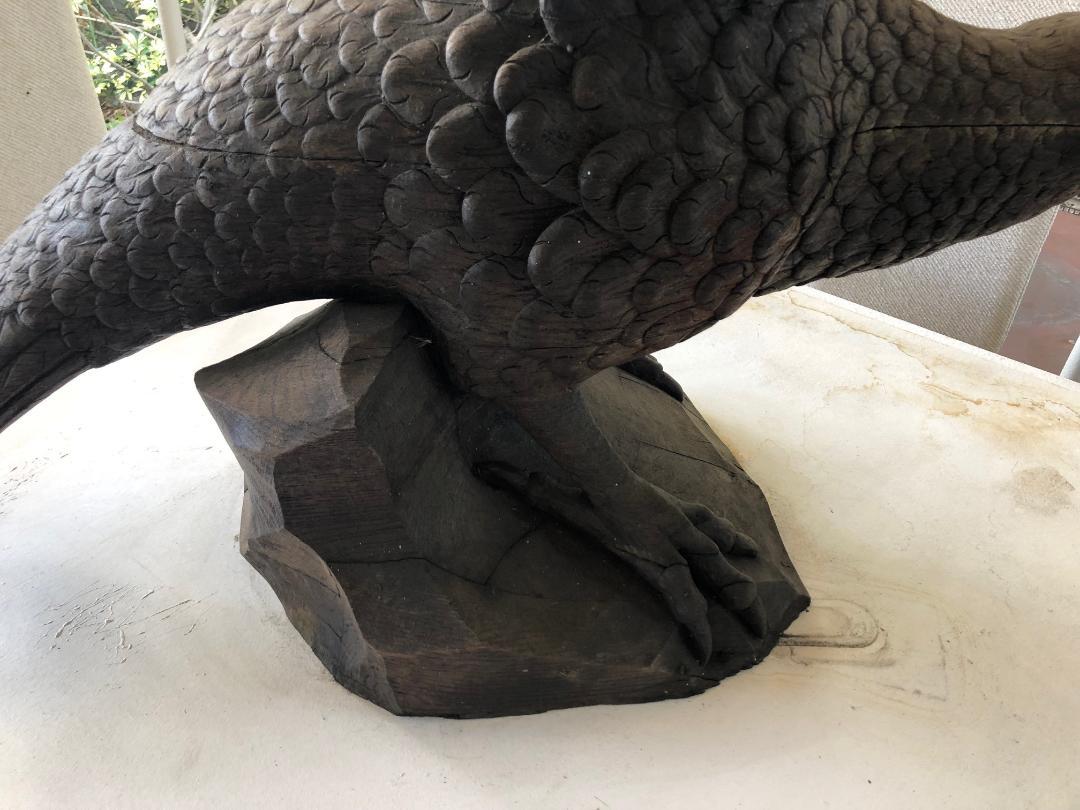 19th Century Carved Wood Black Forest Eagle For Sale
