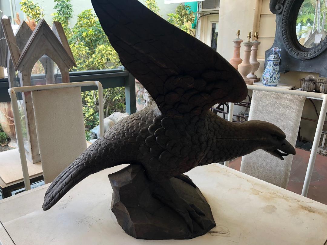 Carved Wood Black Forest Eagle For Sale 1