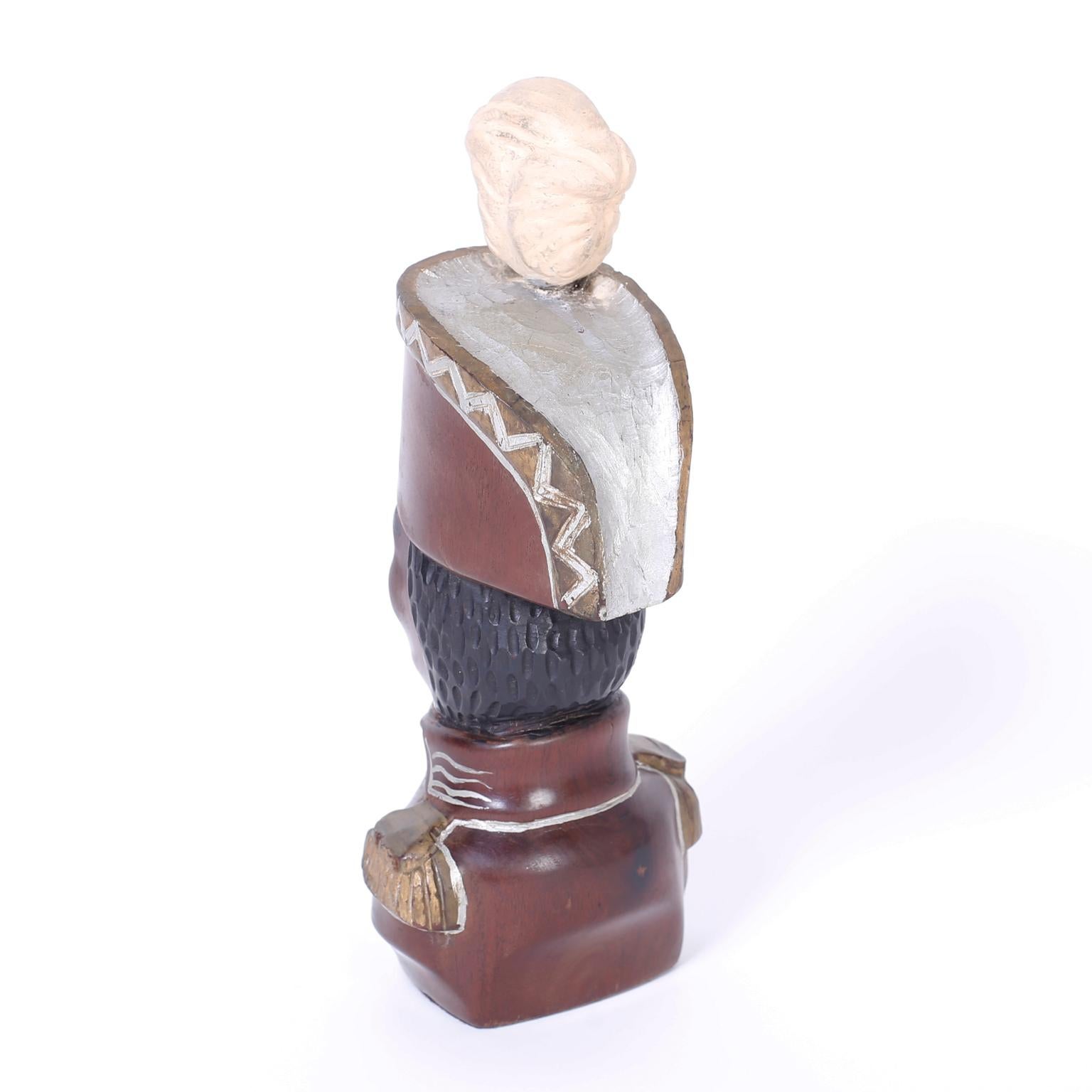 Jamaican Carved Wood Bust of Toussaint Louverture