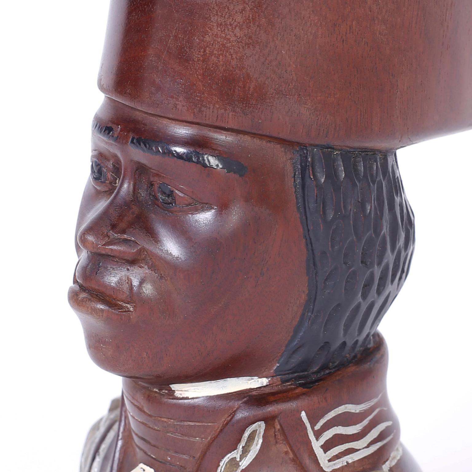 Carved Wood Bust of Toussaint Louverture In Good Condition In Palm Beach, FL