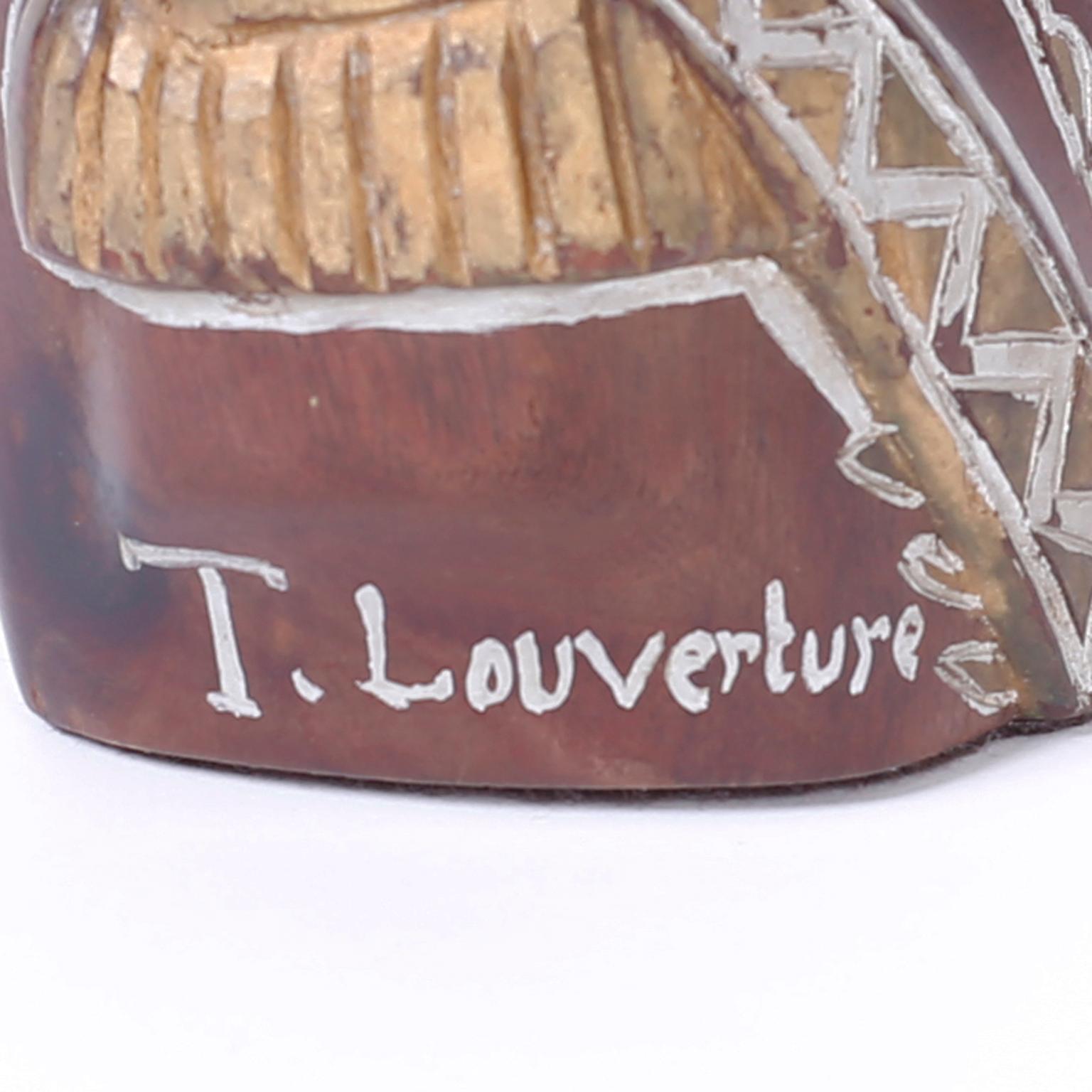 Mahogany Carved Wood Bust of Toussaint Louverture