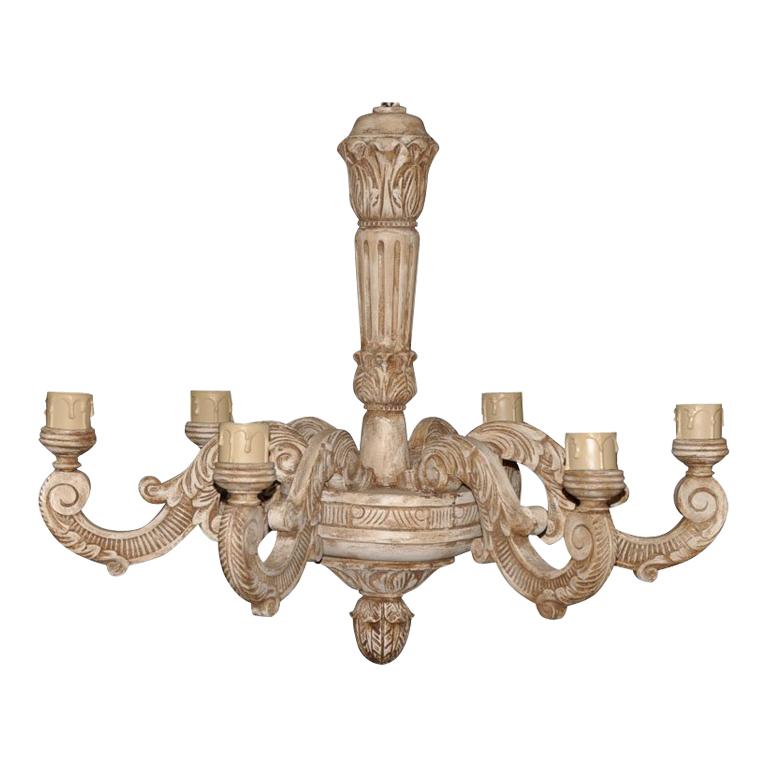 Carved Wood Chandelier For Sale