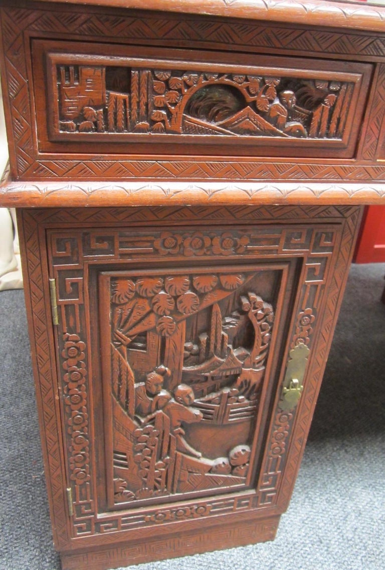 Carved Wood Chinese Desk For Sale at 1stdibs