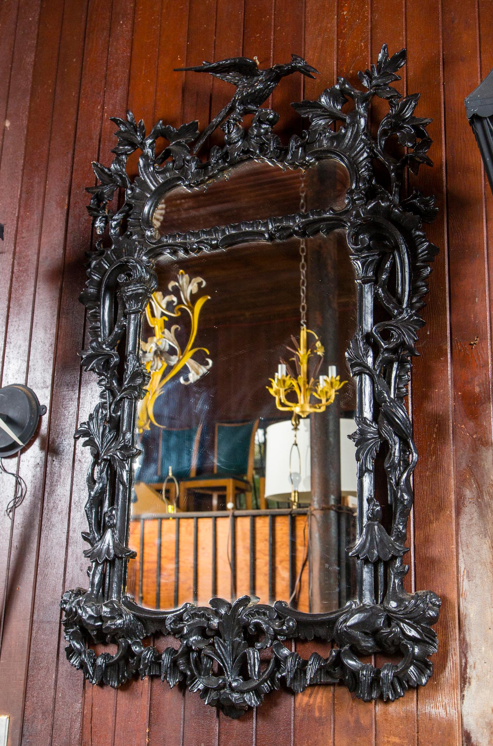 Italian Carved Wood Chinoiserie Mirror