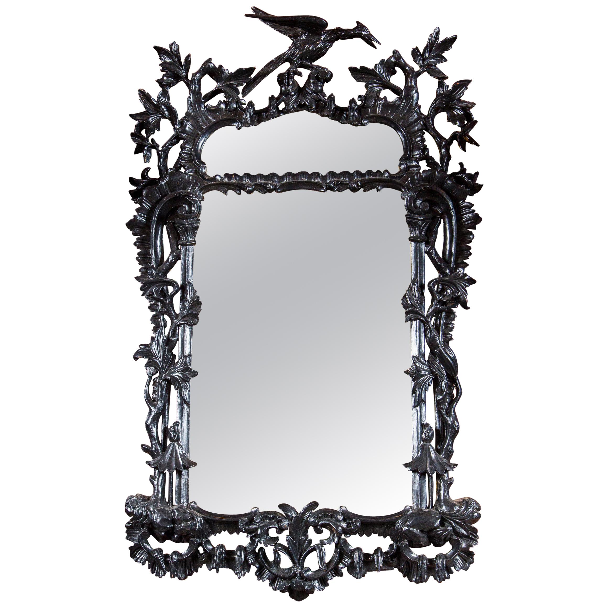 Carved Wood Chinoiserie Mirror