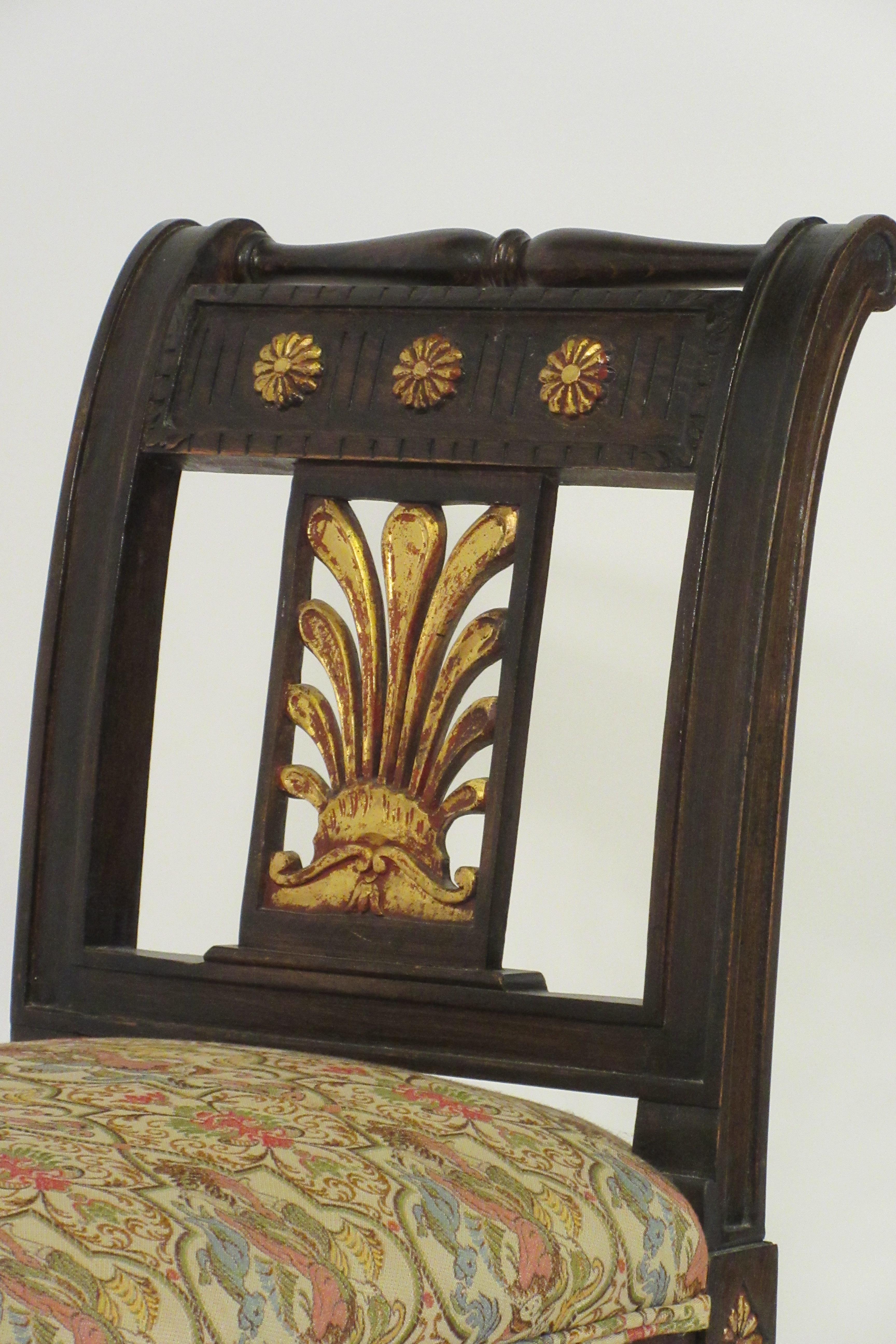 Late 20th Century Carved Wood Classical Bench with Gilt Accents For Sale