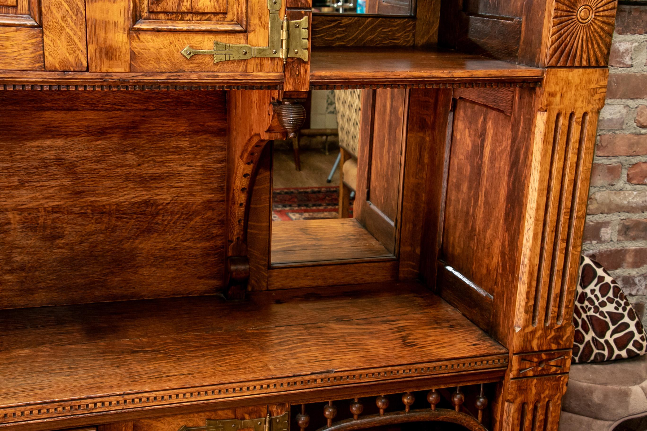 Oak Carved Wood Craftsman's Bar Back