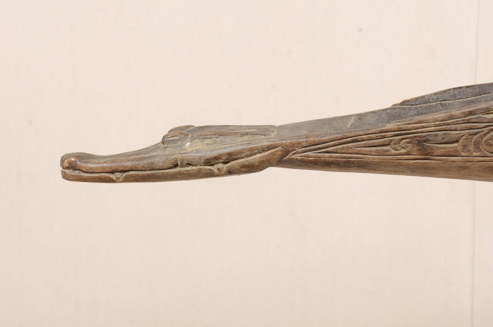 20th Century Carved Wood Crocodile Boat Prow For Sale