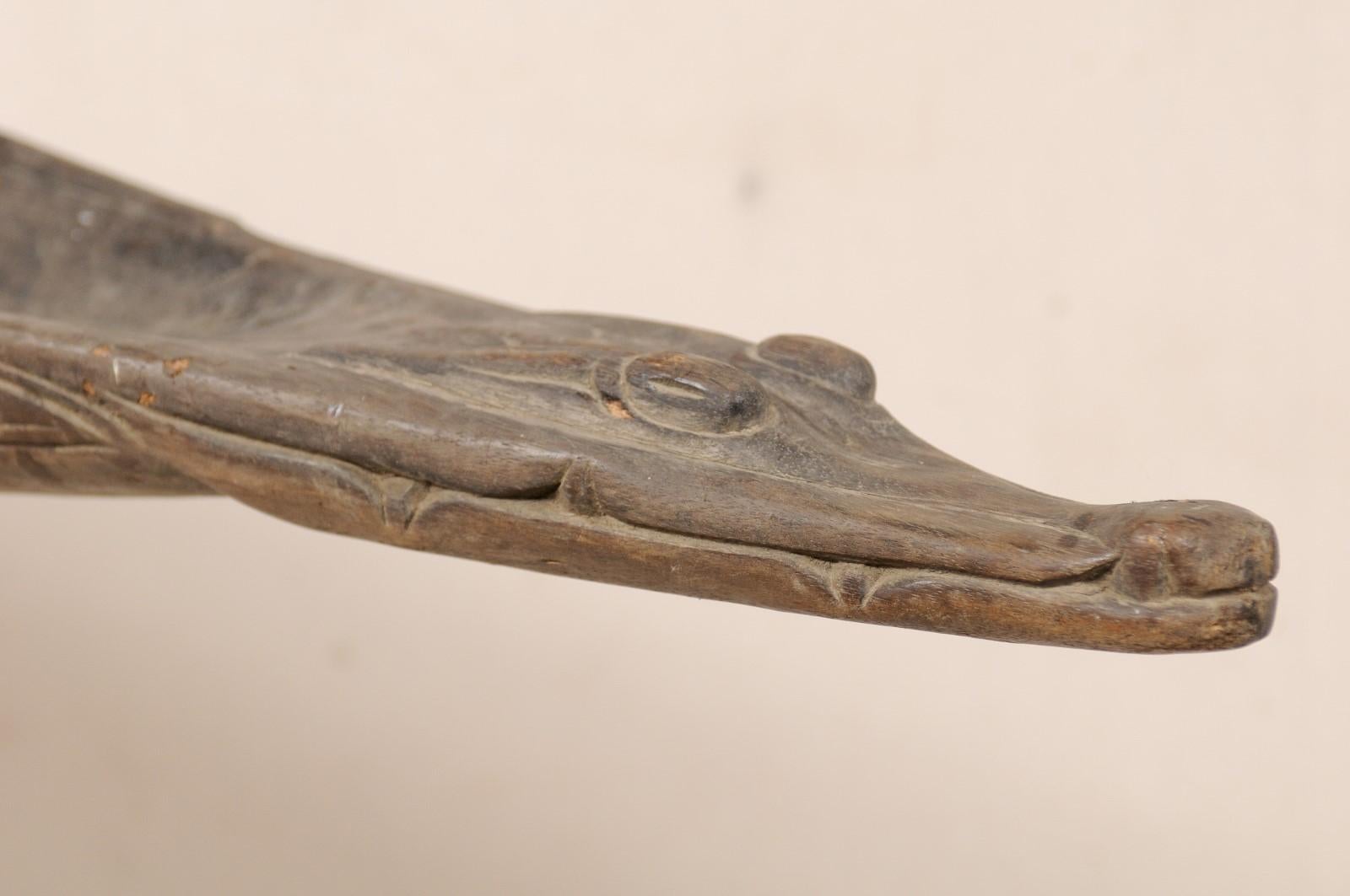 Carved Wood Crocodile Boat Prow For Sale 3