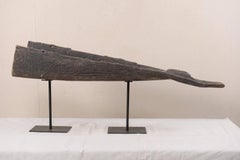 Carved Wood Crocodile Head Boat Prow on Stand from Papua New Guinea