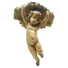 Carved Wood Cupid or Putto Shelf, 19th Century Baroque