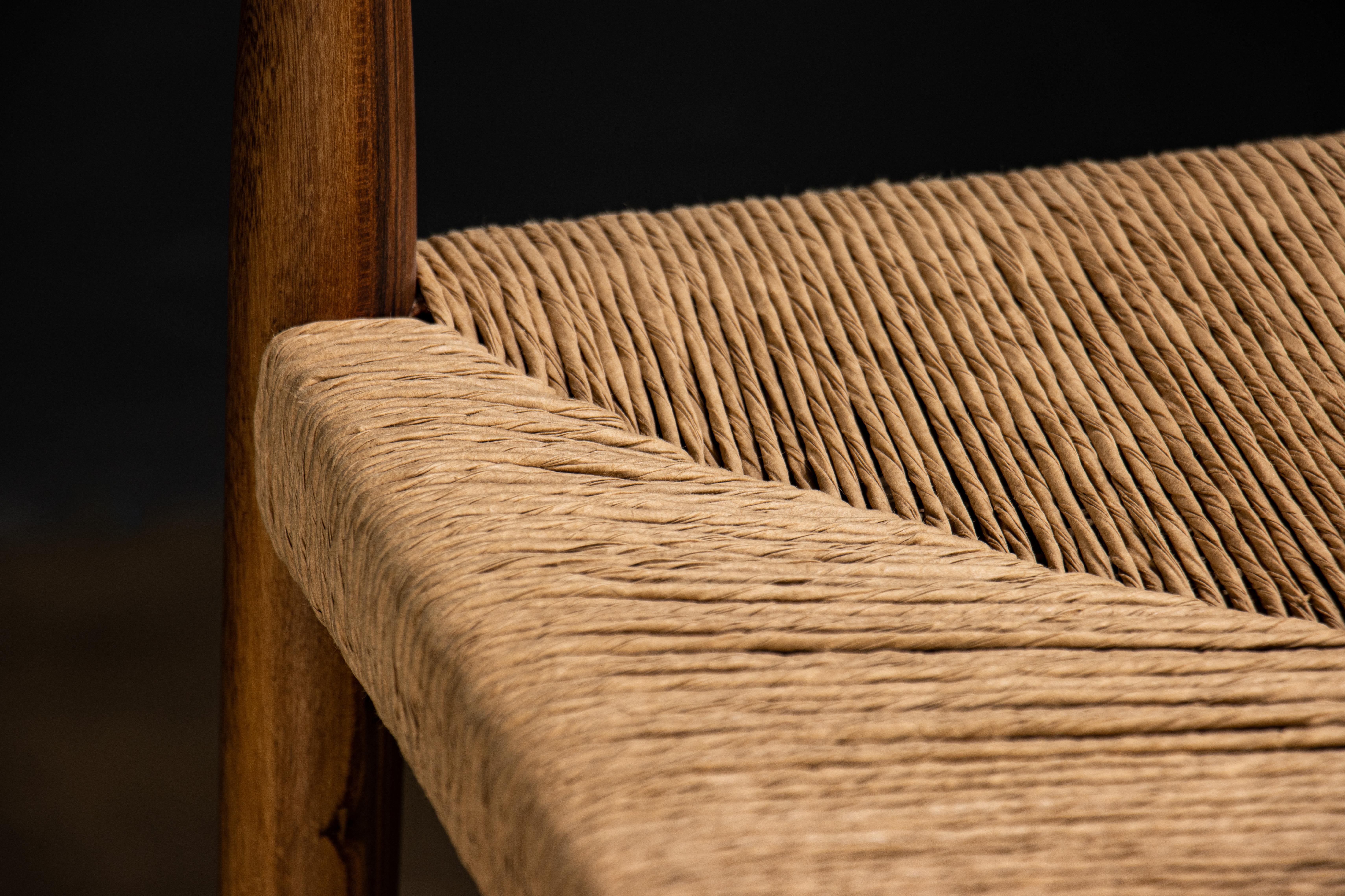 Carved Wood Dining Chair with Woven Rush Seat from Costantini, Liviano, in Stock For Sale 2