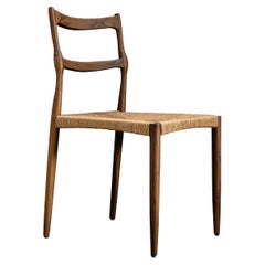 Carved Wood Dining Chair with Woven Rush Seat from Costantini, Liviano, in Stock