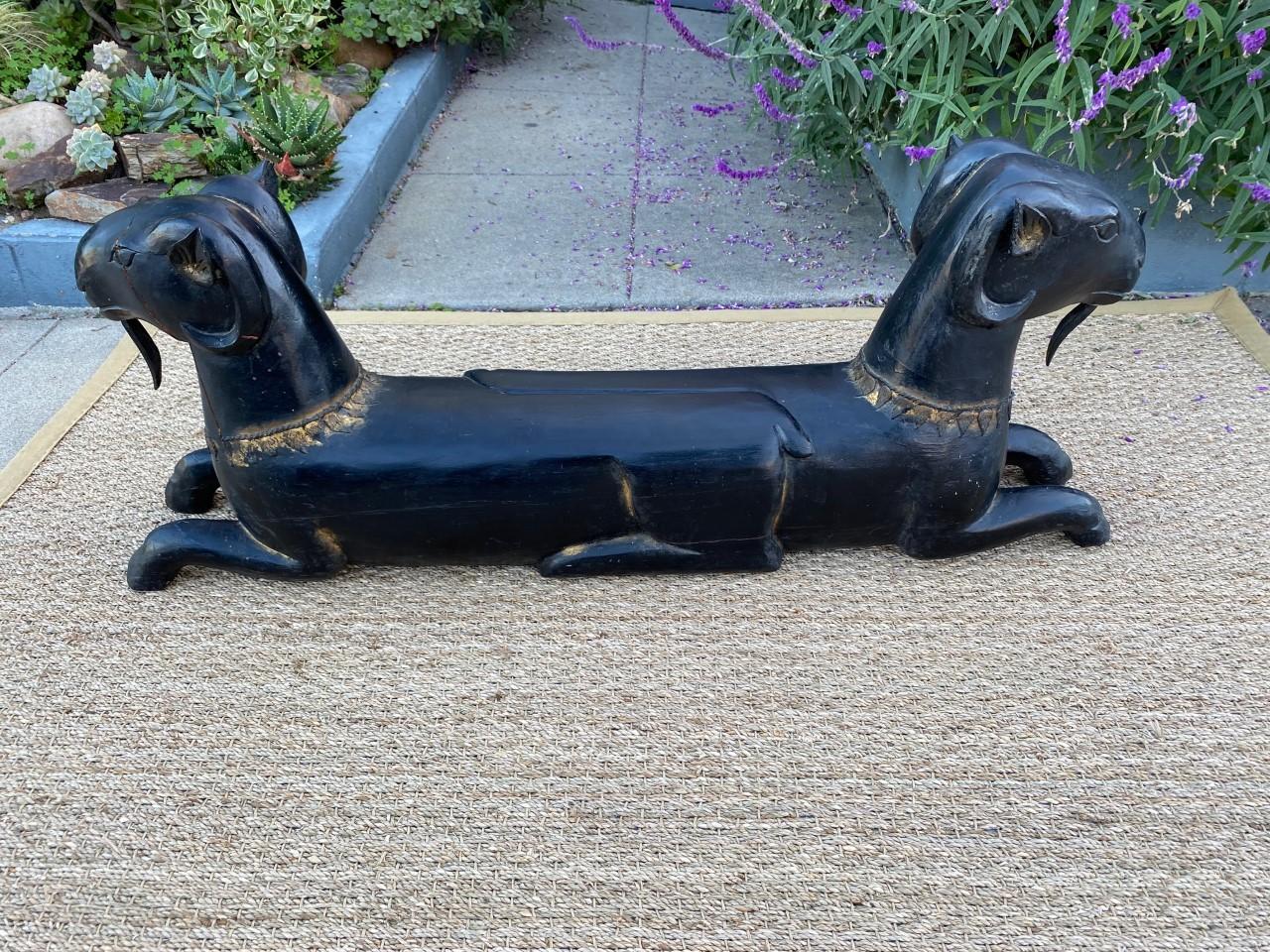 Carved Wood Double Ram Head and Double Goat Head Sculptures 3