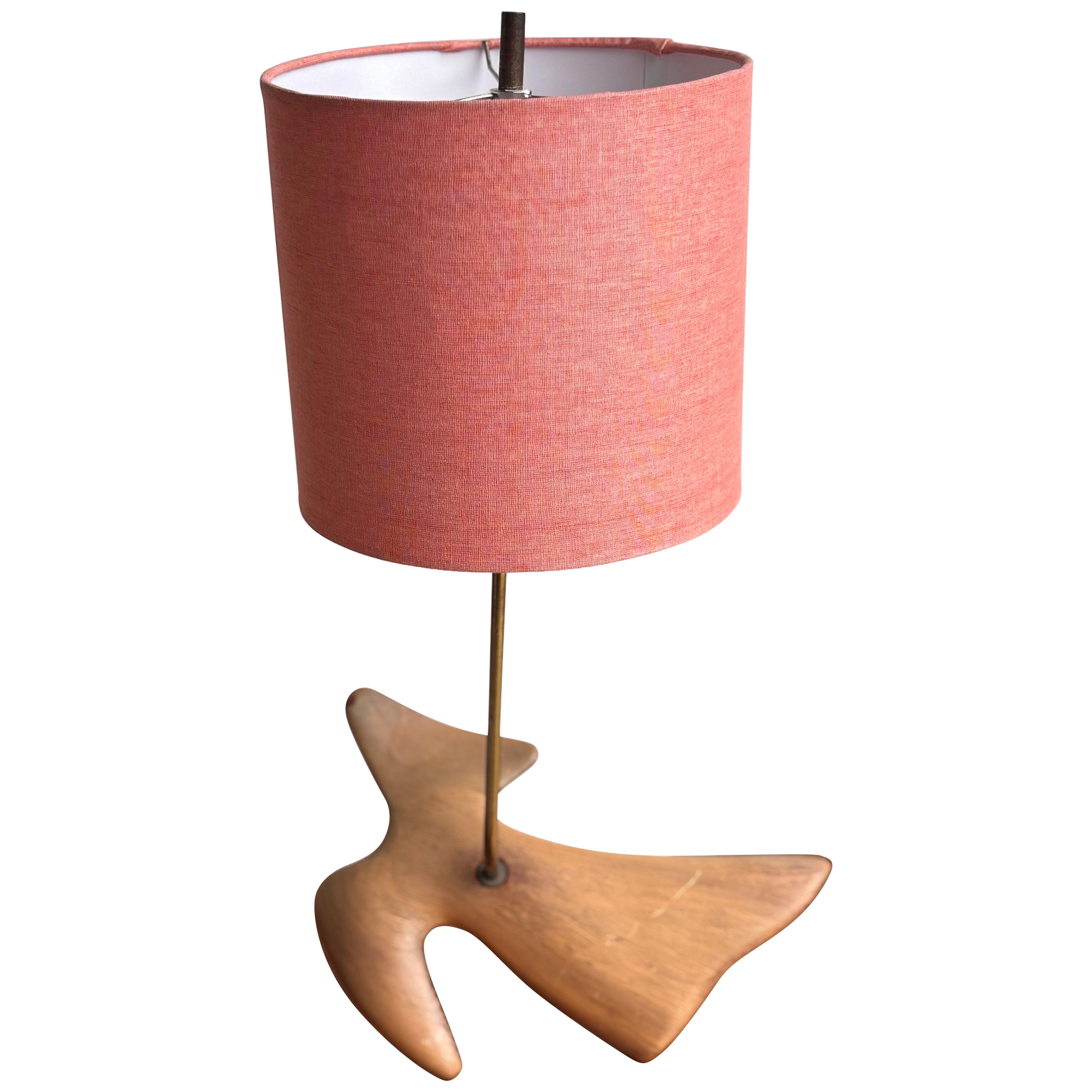 Carved Wood Dove Table Lamp in the style of Heifetz Lighting For Sale