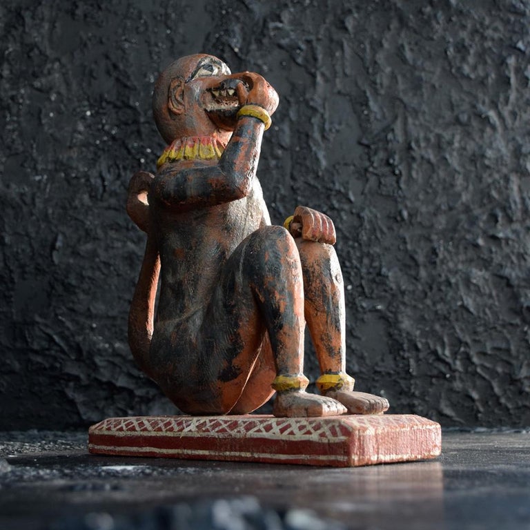 Carved Wood Early 20th Century Monkey Figure In Fair Condition For Sale In London, GB