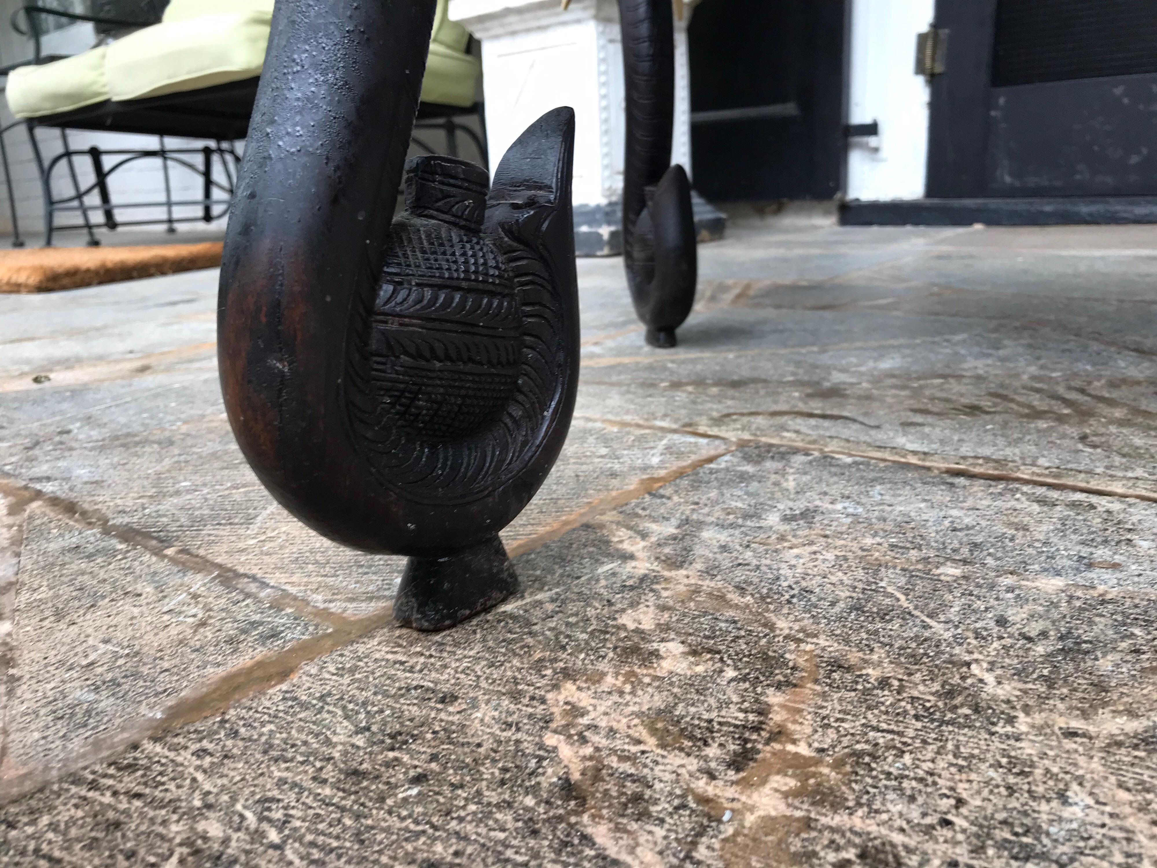 Carved Wood Elephant Form Side Table 3