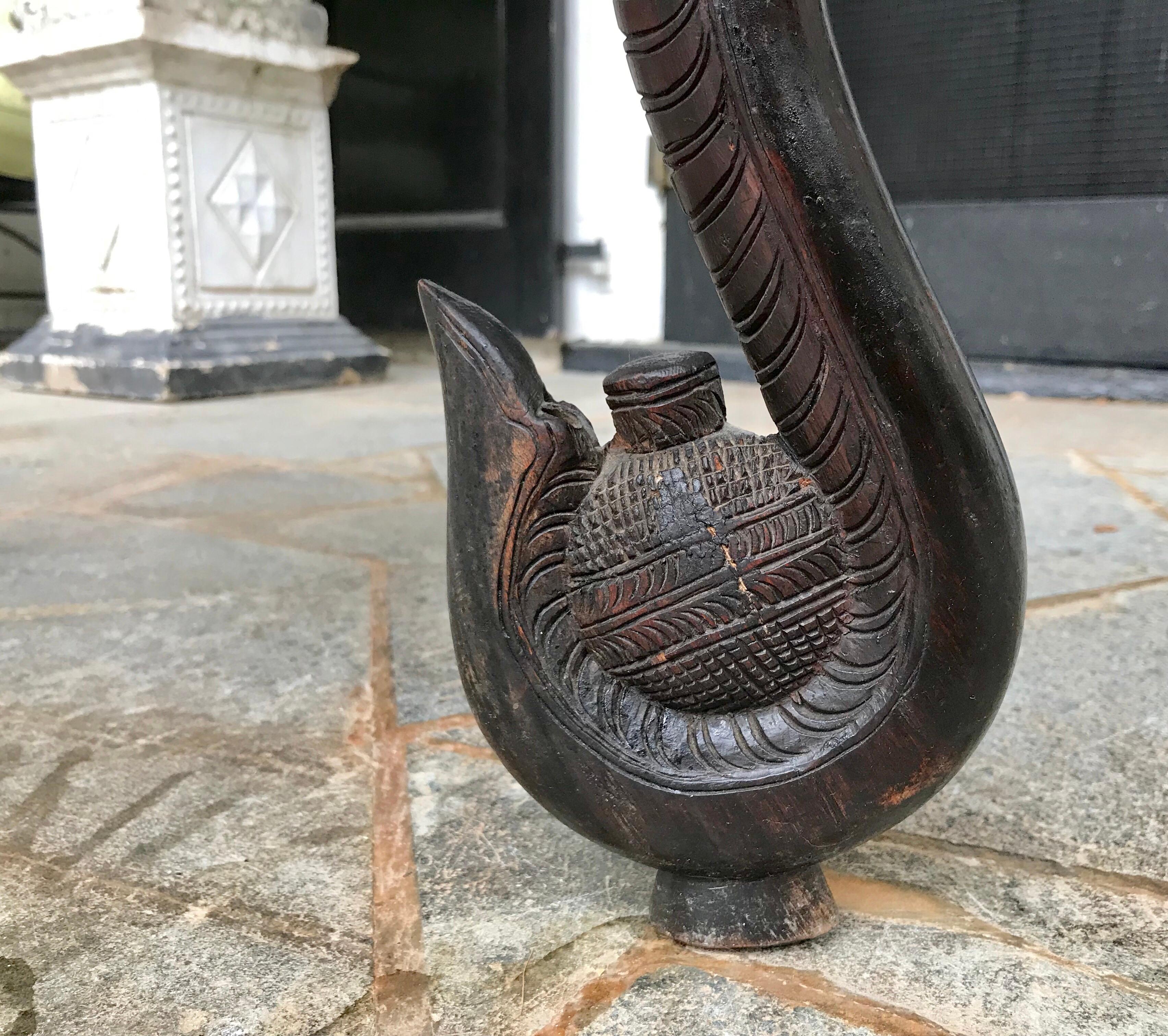 20th Century Carved Wood Elephant Form Side Table