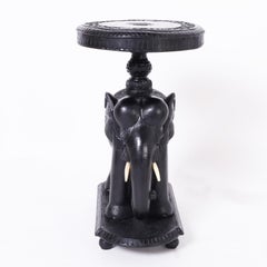 Carved Wood Elephant Stand