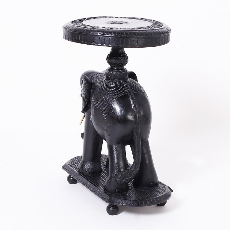 Carved Wood Elephant Stand For Sale at 1stDibs