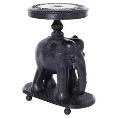 Antique Carved Wood Elephant Stand