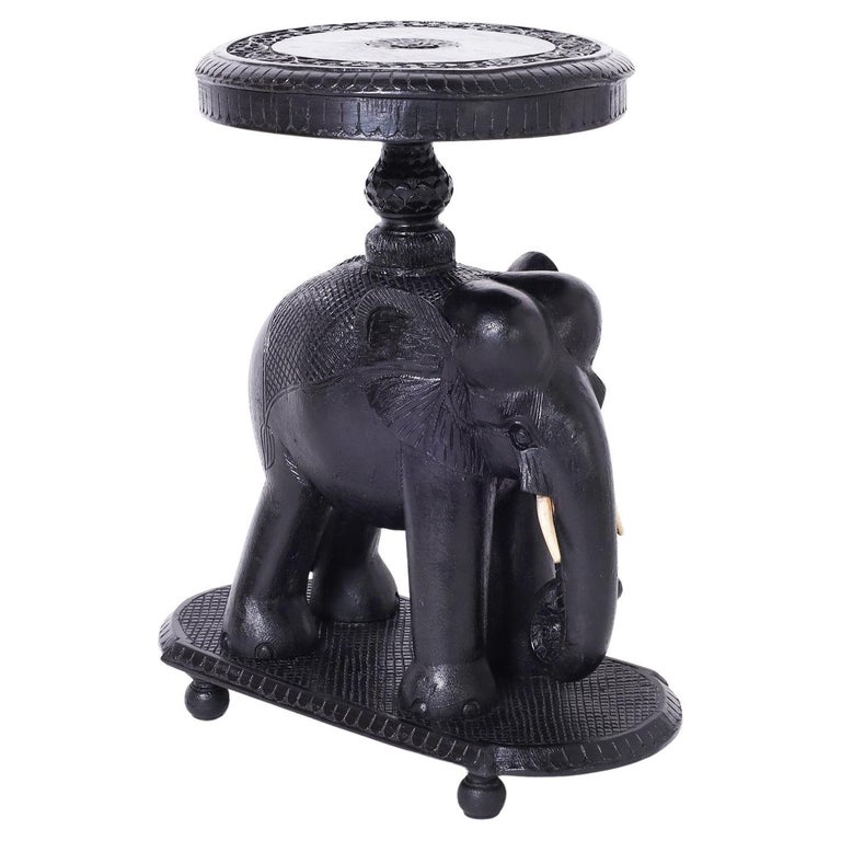 Carved Wood Elephant Stand For Sale at 1stDibs
