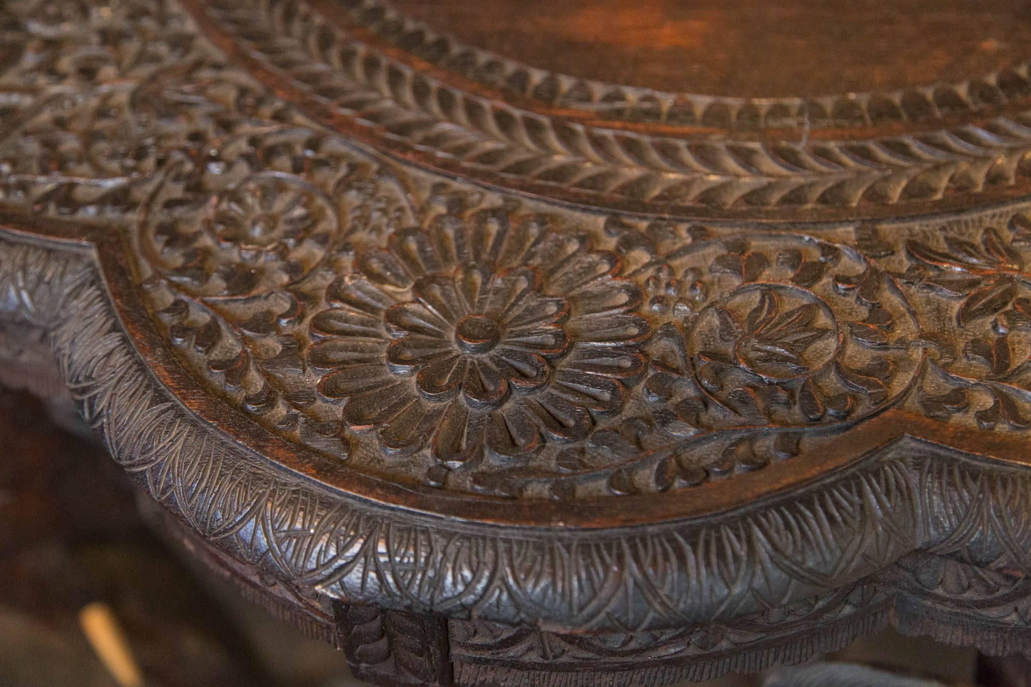 Carved Wood Elephant Table 4