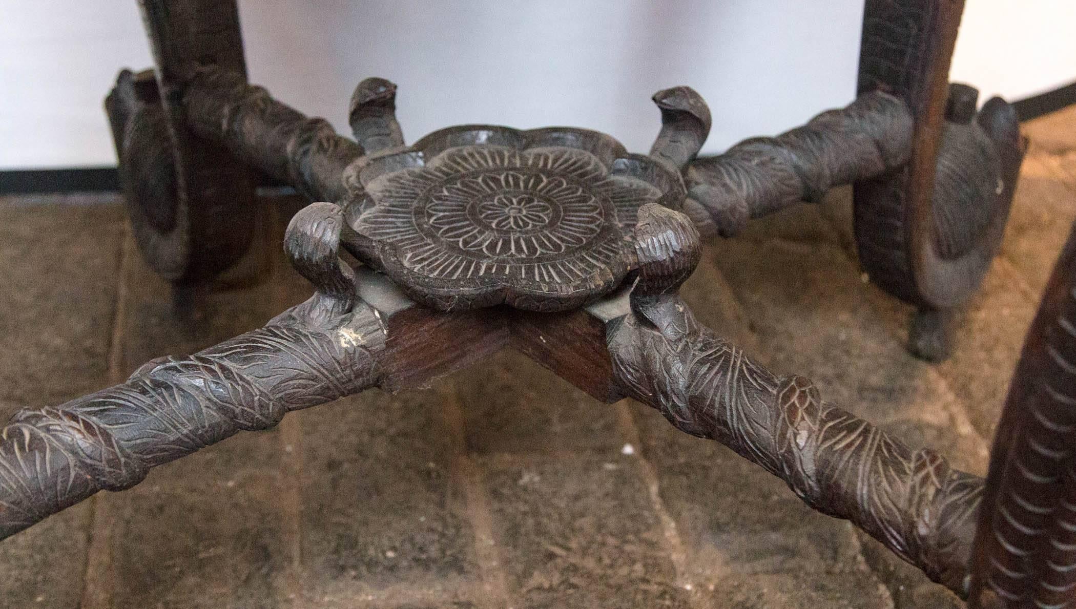 Mid-20th Century Carved Wood Elephant Table