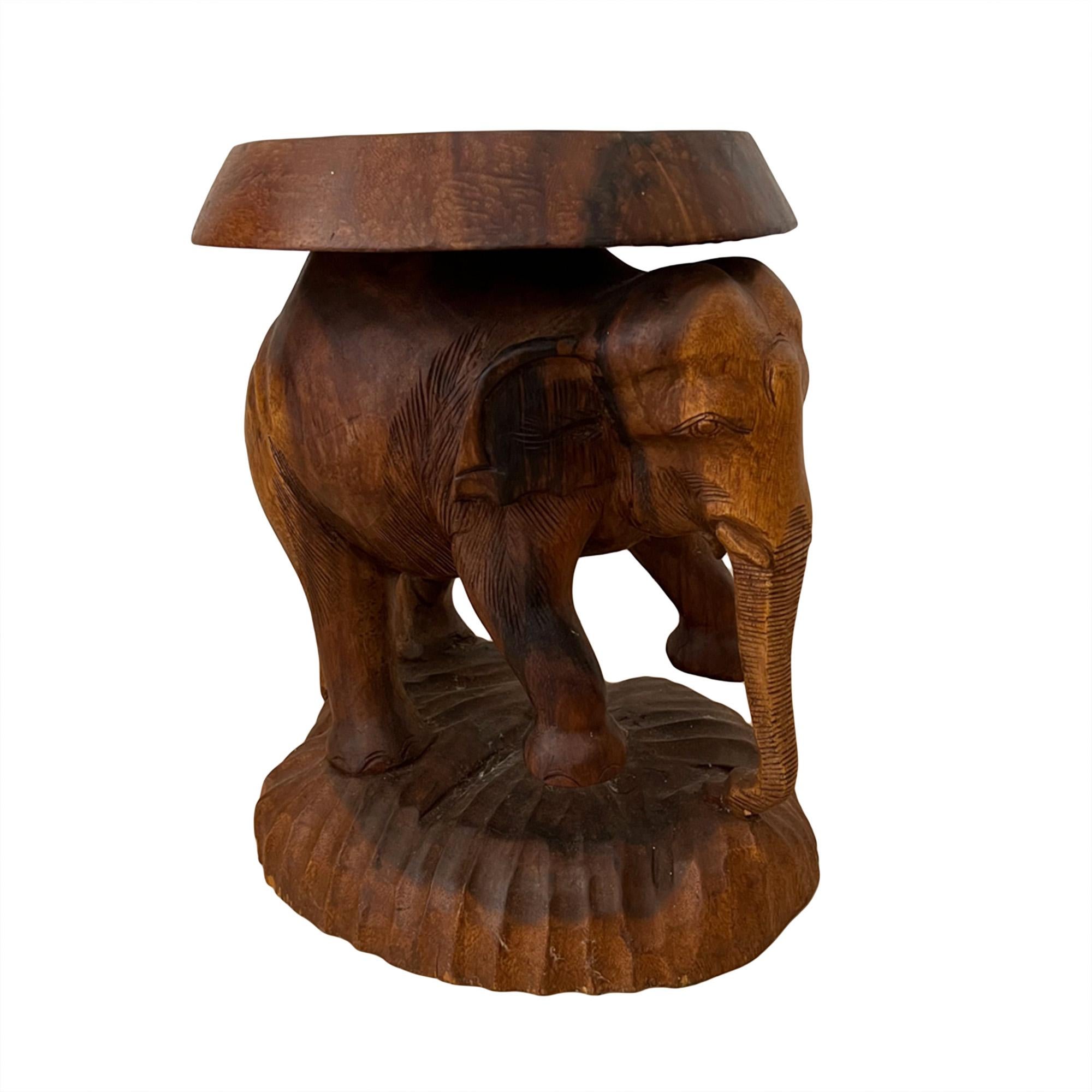 Anglo-Indian Carved Wood Elephant Table For Sale