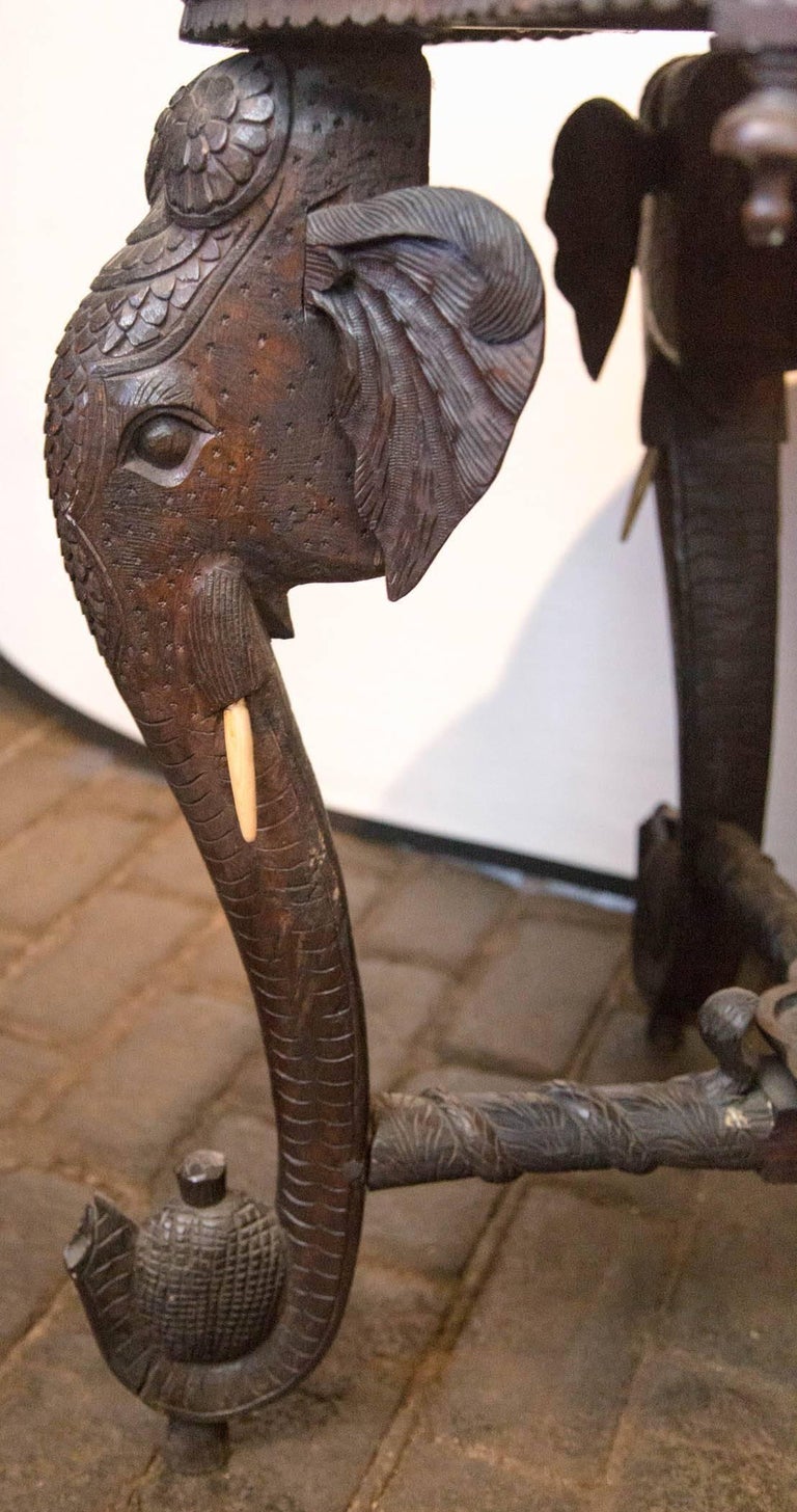 Carved Wood Elephant Table For Sale at 1stDibs