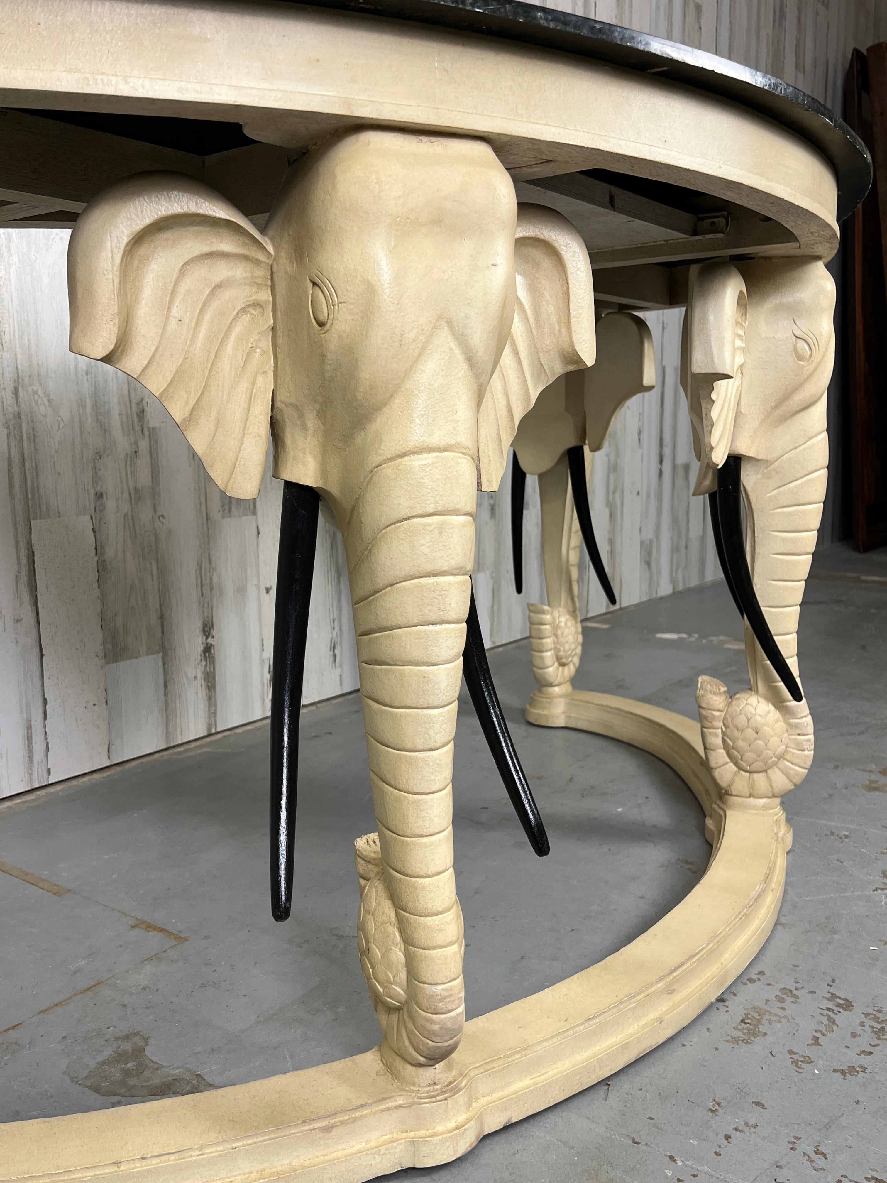 Geschnitzte Holz Elefanten mit Mosaiksteinplatte für den Schreibtisch 3