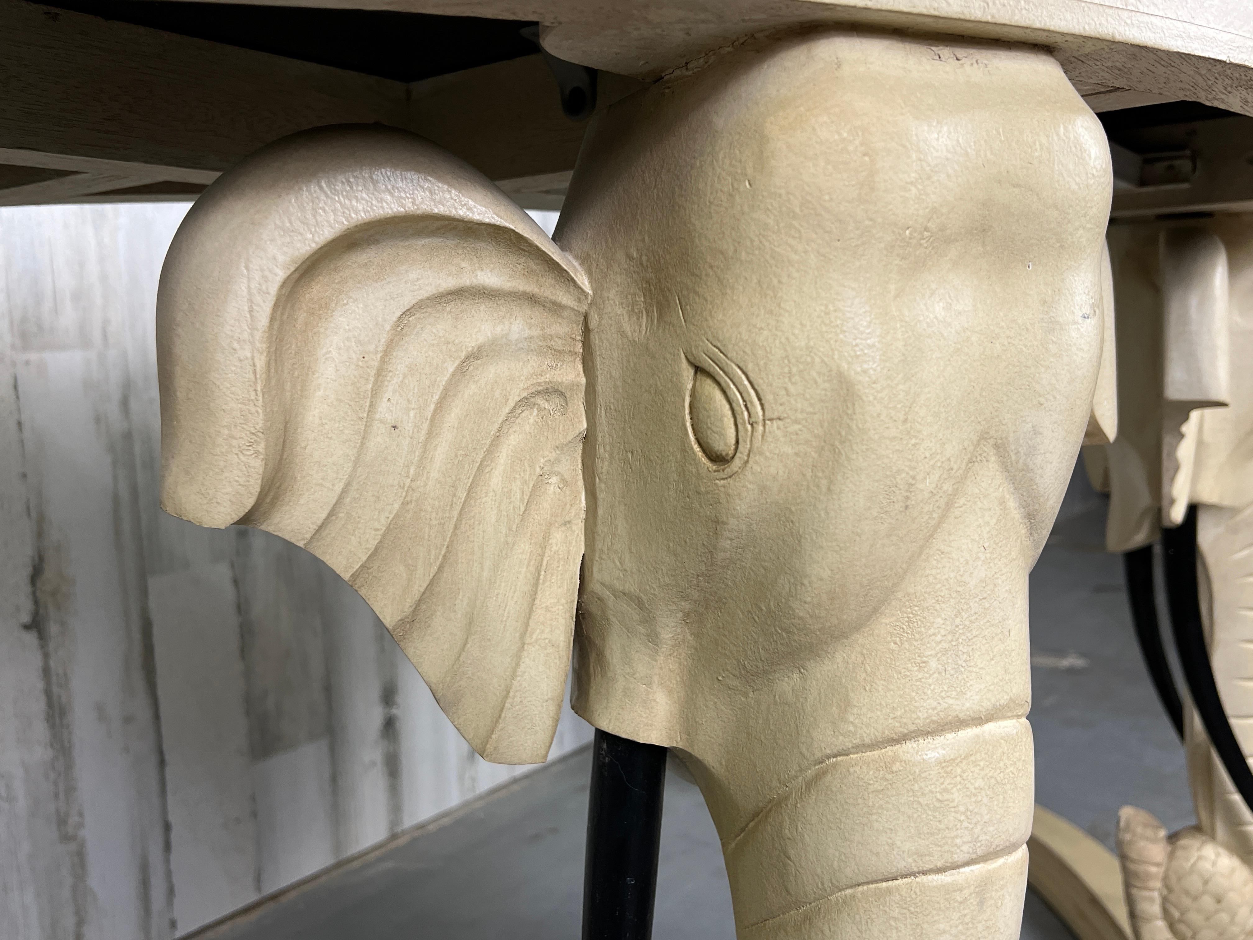 Geschnitzte Holz Elefanten mit Mosaiksteinplatte für den Schreibtisch 4