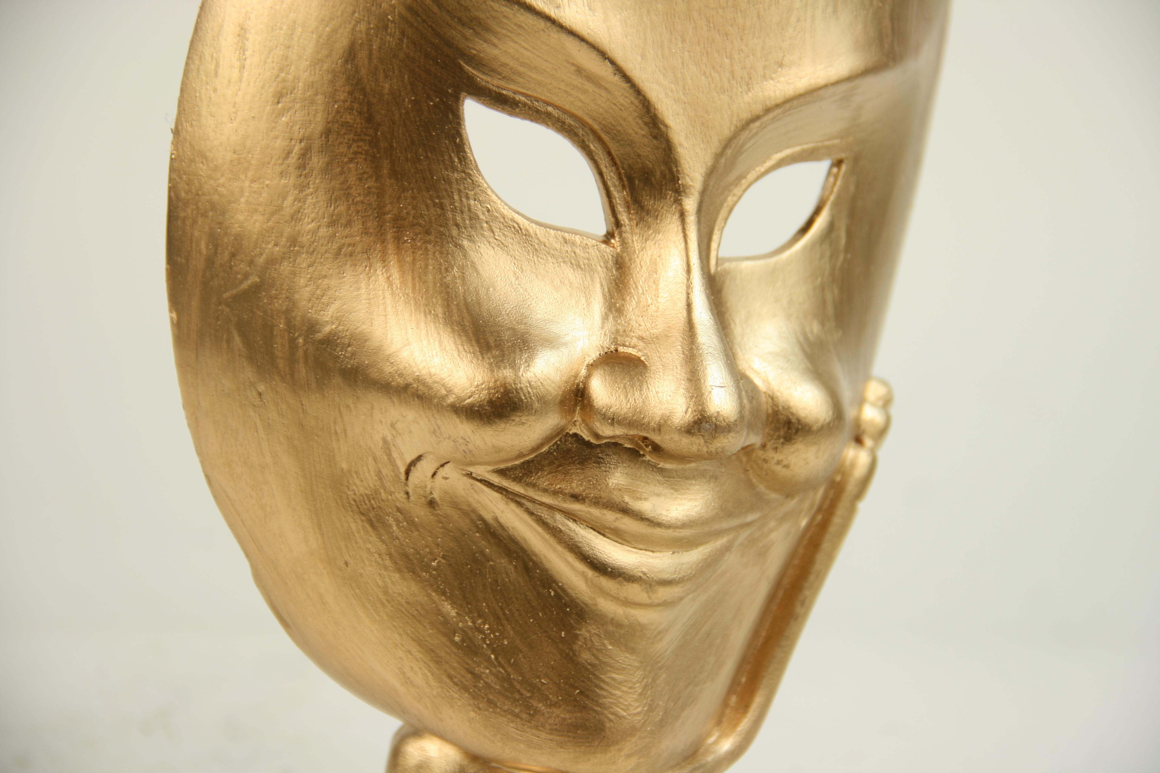 Carved Wood Facial Sculpture on Brass Base 4