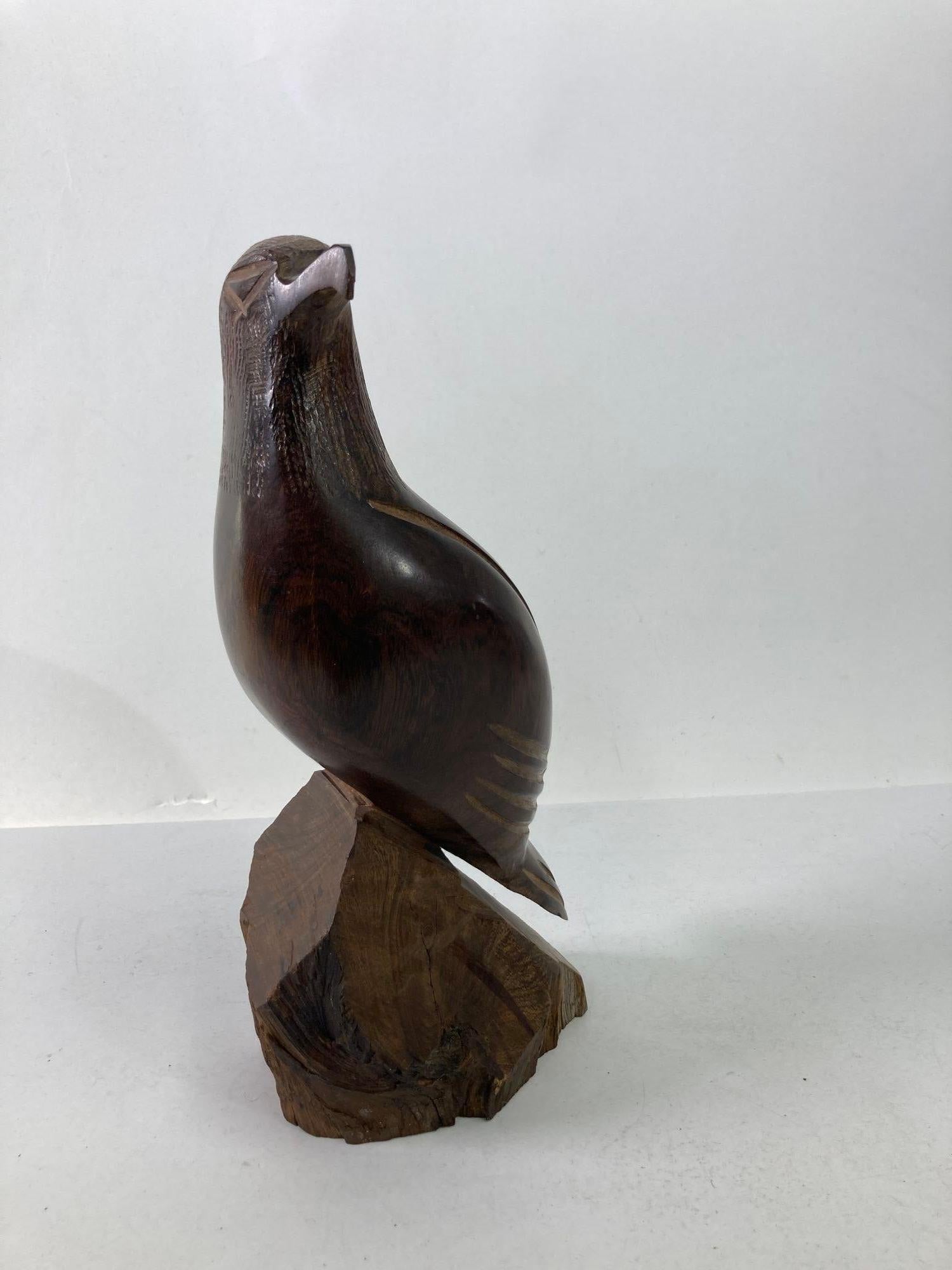 Folk Art Carved Wood Falcon Sculpture 1960s For Sale