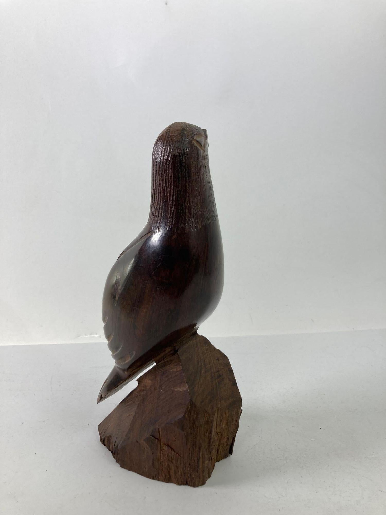 Hand-Carved Carved Wood Falcon Sculpture 1960s For Sale