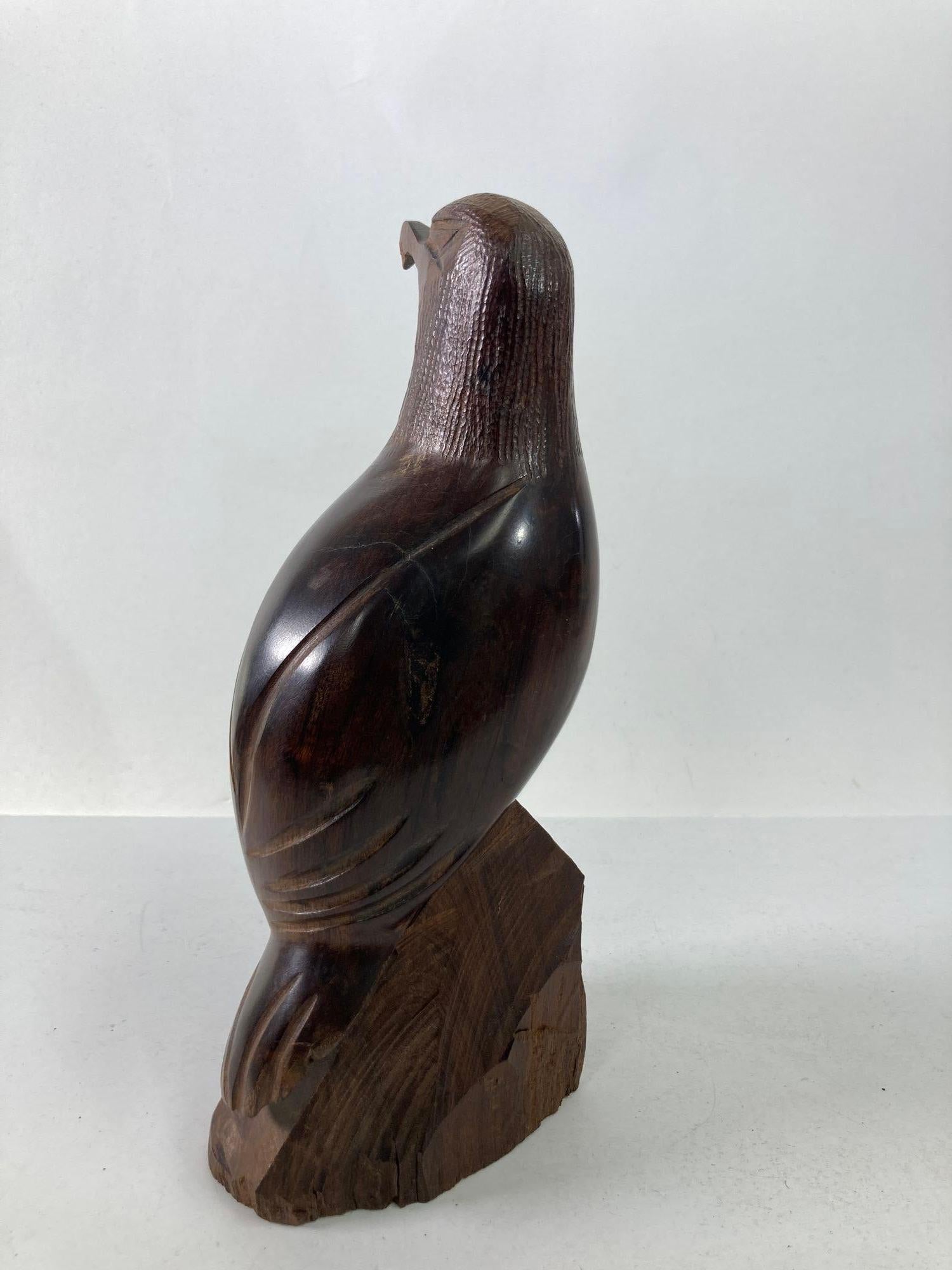 Carved Wood Falcon Sculpture 1960s In Good Condition For Sale In North Hollywood, CA
