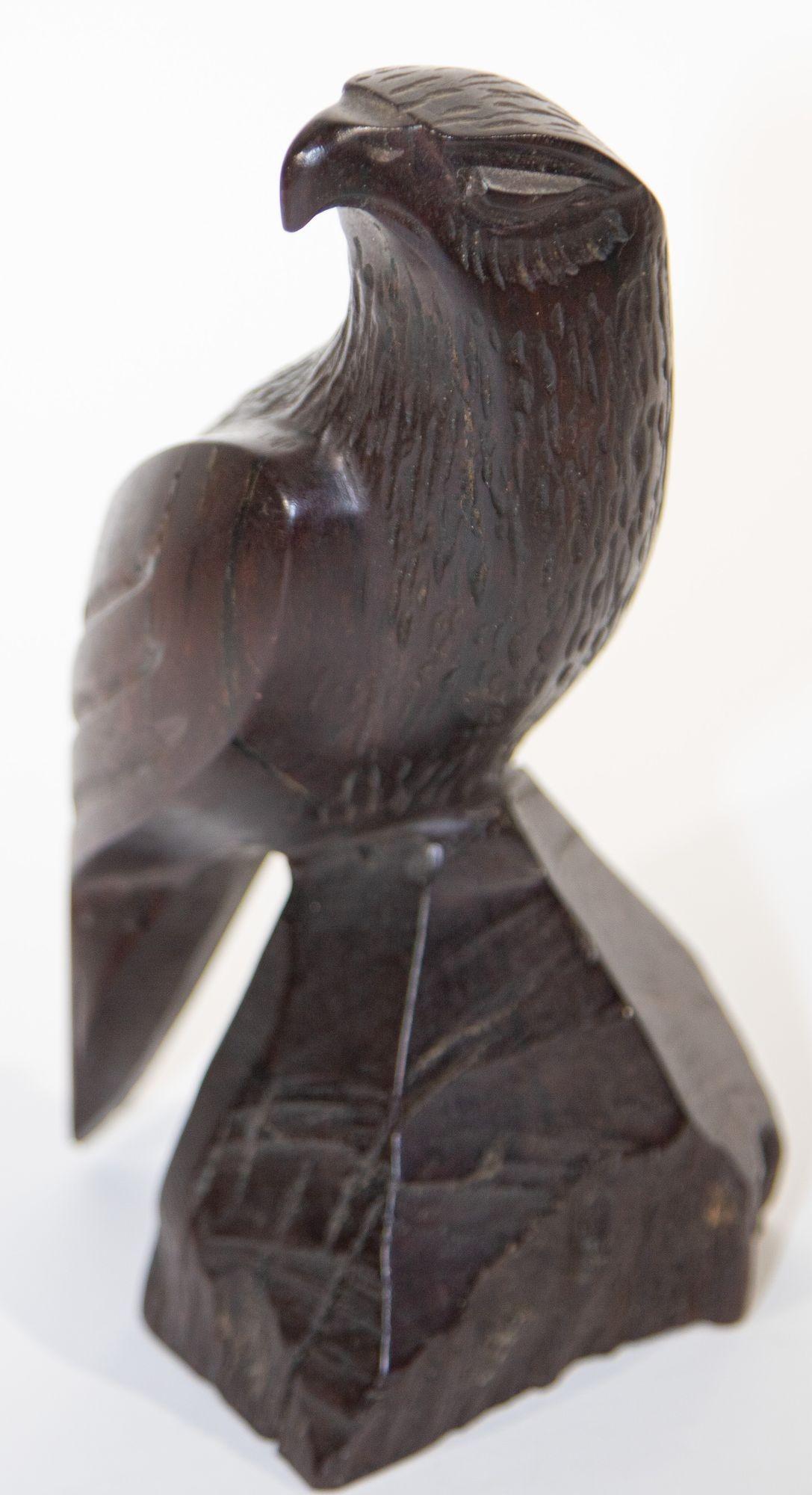 Carved Wood Falcon Sculpture 1960s In Good Condition In North Hollywood, CA