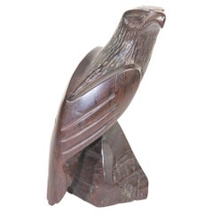 Retro Carved Wood Falcon Sculpture 1960s