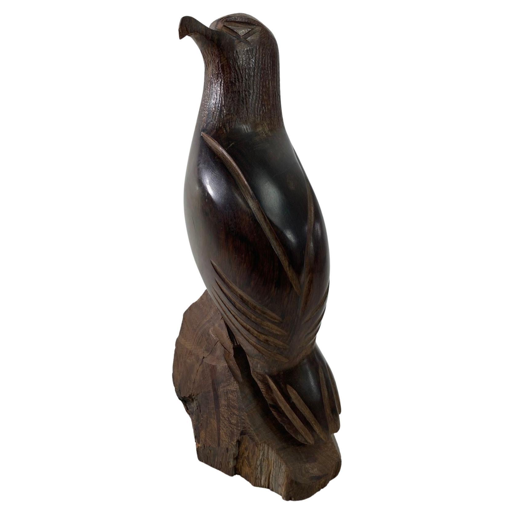 Carved Wood Falcon Sculpture 1960s For Sale